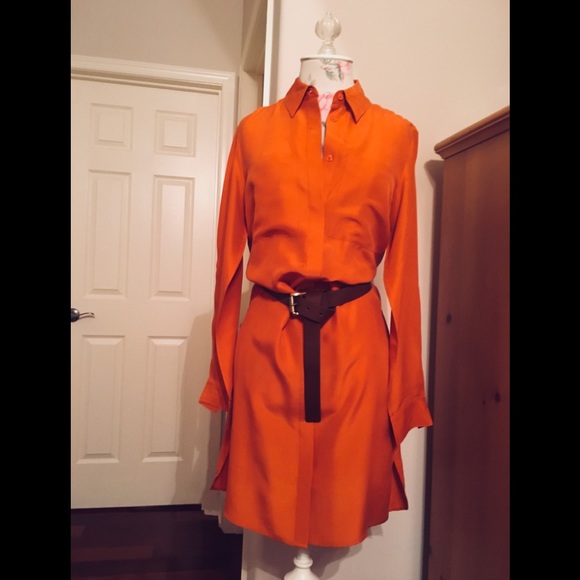 michael kors orange shirt dress
